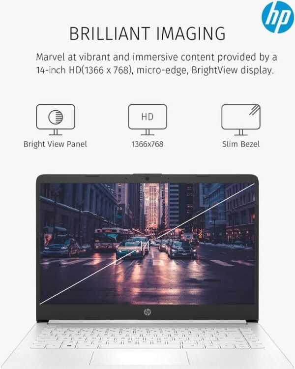 適用於學生業務的HP 2024 14筆記型電腦輕薄筆記本。 四核英特爾N4120。 4GB記憶體。128GB（64GB eMMC+64GB存儲卡）。 一年Office 365。 網絡監視器。 WiFi。 Windows 11S。 Hubxcel白色配件：圖片 5