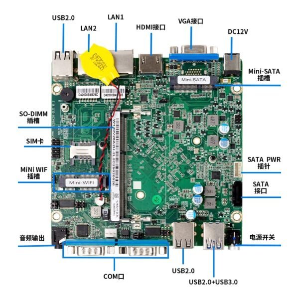 無風扇迷你PC。工業PC。迷你電腦雙核N2840。 4K高清+VGA。 2Gbit以太網。 USB。 迷你臺式電腦2 RS232 COM。WiFi/Win10/Linux。 沒有RAM沒有SSD：圖片 2